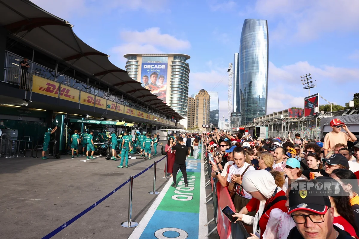 Fans take pit-lane walk ahead of Formula 1 Azerbaijan Grand Prix