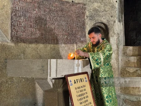 Members of Albanian-Udi Christian community visit Khudavang monastery complex