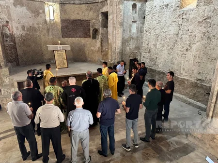 Members of Albanian-Udi Christian community visit Khudavang monastery complex