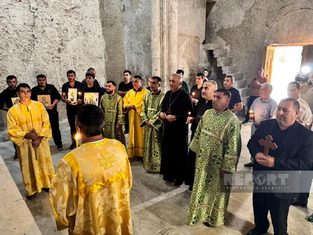 Members of Albanian-Udi Christian community visit Khudavang monastery complex
