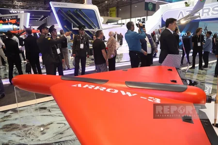 Azerbaijani Arrow 3 kamikaze drone showcased at ADEX 2026