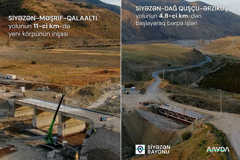 AAYDA:  Siyəzən-Məşrif-Qalaaltı yolunda qəzalı körpünün əvəzinə yeni körpü tikilir