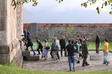 Int'l travelers visit Ganjasar Monastery in Azerbaijan's Karabakh