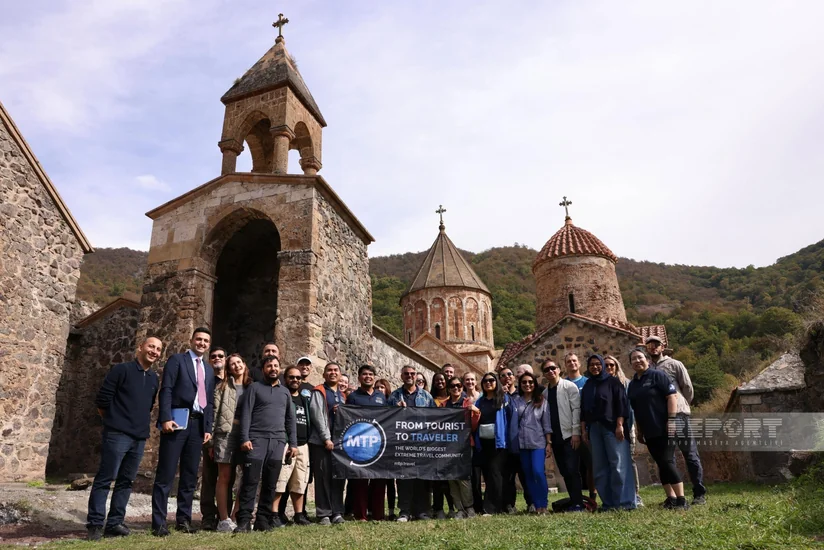Beynəlxalq səyyahlar Kəlbəcərdəki Xudavəng monastırında olublar