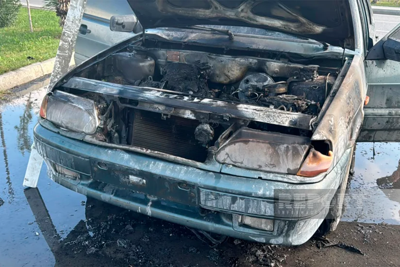 В Сумгайыте сгорел автомобиль