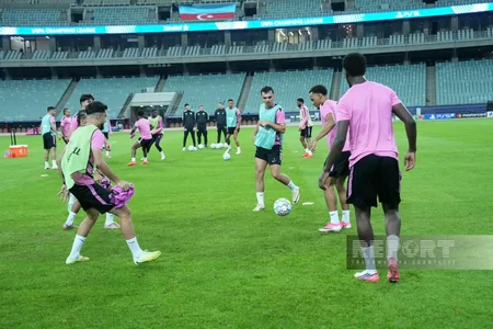 Bakı Olimpiya Stadionunda Sabahın Slaviya ilə oyunöncəsi açıq məşqi baş tutub