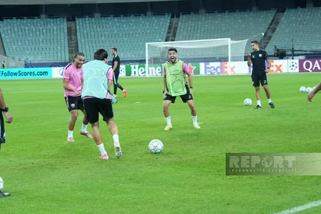 Bakı Olimpiya Stadionunda Sabahın Slaviya ilə oyunöncəsi açıq məşqi baş tutub
