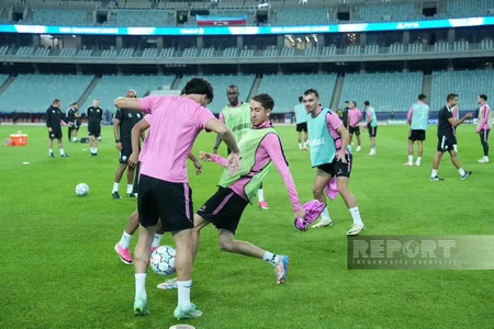 Bakı Olimpiya Stadionunda Sabahın Slaviya ilə oyunöncəsi açıq məşqi baş tutub