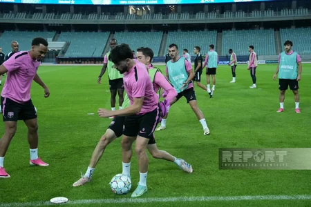 Bakı Olimpiya Stadionunda Sabahın Slaviya ilə oyunöncəsi açıq məşqi baş tutub