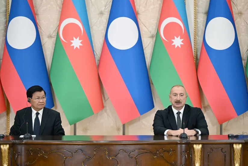 Presidents of Azerbaijan and Laos deliver press statements