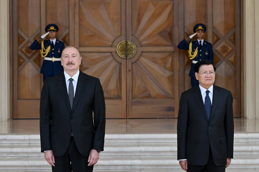 Laos Prezidentinin Bakıda rəsmi qarşılanma mərasimi olub