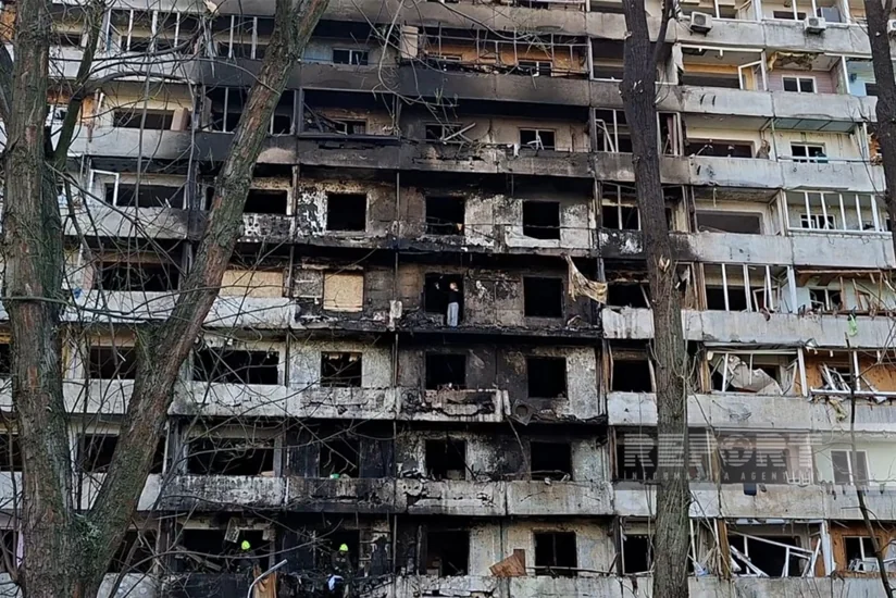 Kiyevə hava hücumu zamanı azərbaycanlı ailənin mənzili dağılıb