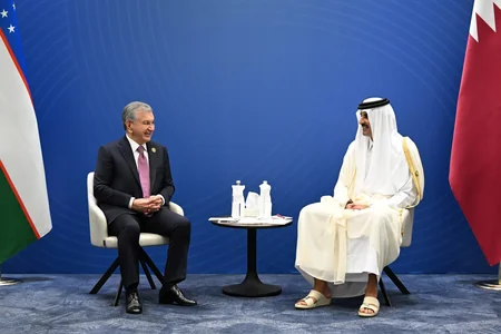 Mirziyoyev və Al Tani Bakıda ikitərəfli əməkdaşlıq məsələlərini müzakirə ediblər