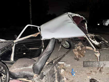 Samuxda yol qəzası zamanı avtomobil iki hissəyə bölünüb, xəsarət alan var