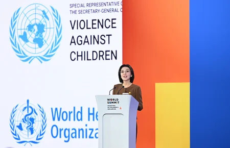 Leyla Əliyeva Səmərqənddə Uşaqların rifahına investisiya mövzusunda Ümumdünya Sammitinin açılışında iştirak edib