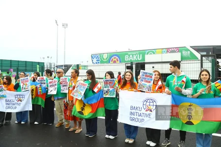 Yeni Kaledoniya və Fransız Polineziyasından olan azarkeşlər Bakıda aksiya keçiriblər