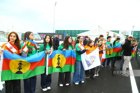 Yeni Kaledoniya və Fransız Polineziyasından olan azarkeşlər Bakıda aksiya keçiriblər