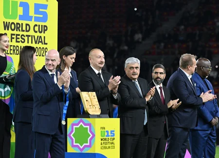 President Ilham Aliyev watches FIFA U-15 World Cup and Festival final, attends award ceremony