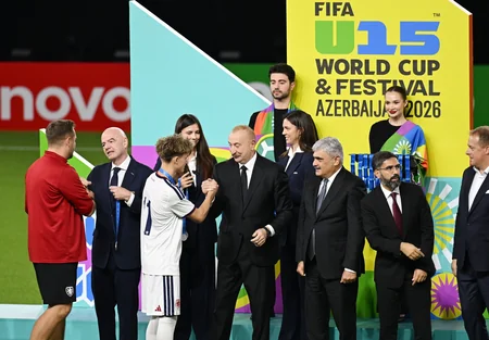 President Ilham Aliyev watches FIFA U-15 World Cup and Festival final, attends award ceremony