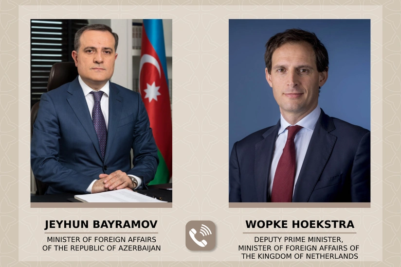 Ceyhun Bayramov niderlandlı həmkarı ilə Laçın yolu ətrafındakı vəziyyəti müzakirə edib