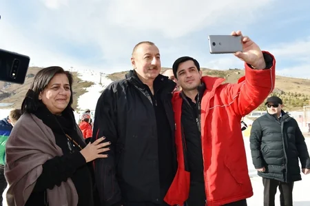 President Ilham Aliyev and first lady Mehriban Aliyeva viewed work done at Shahdag Tourism Center