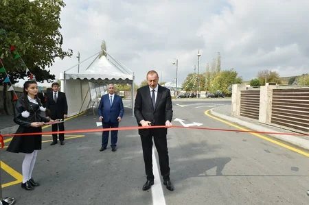 Prezident İlham Əliyev Qəbələdə avtomobil yolunun açılışında iştirak edib - YENİLƏNİB