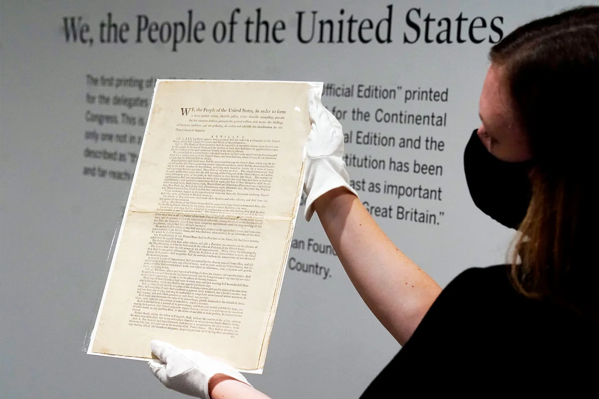 Редкий экземпляр Конституции США 1787 года выставят на торги