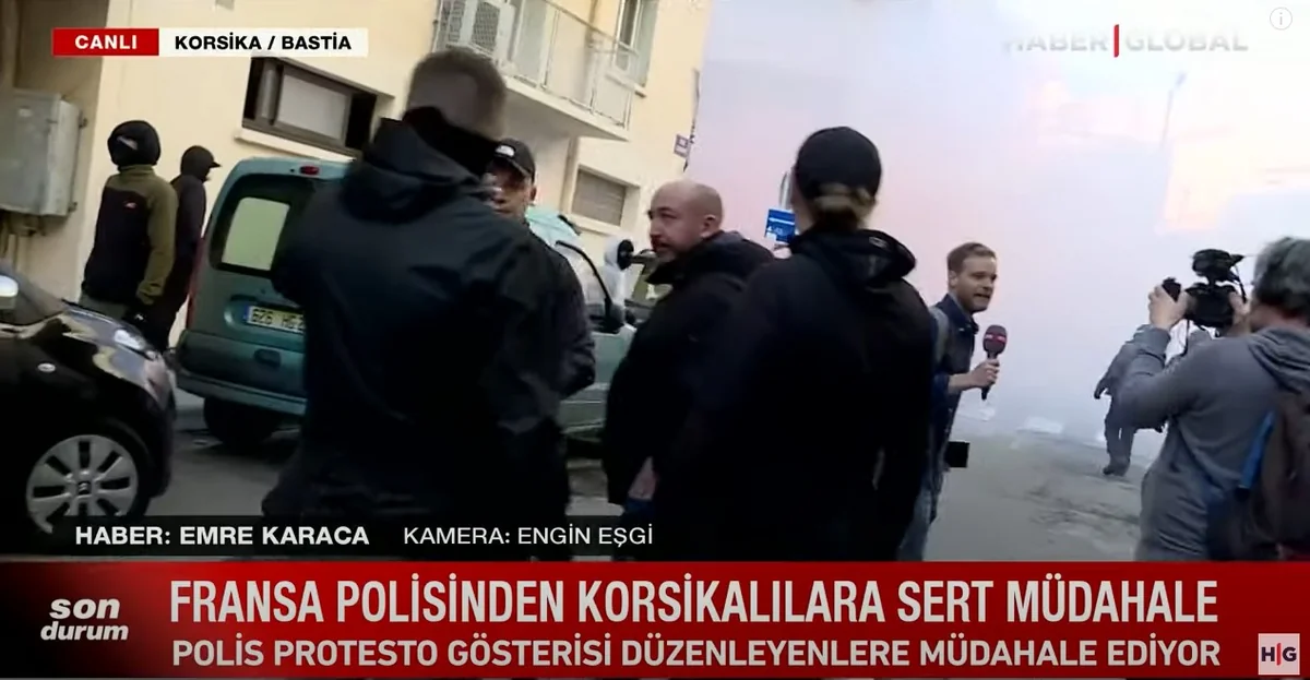 Fransa polisi Korsikada etirazçılara və Haber Globalın canlı yayımına müdaxilə edib