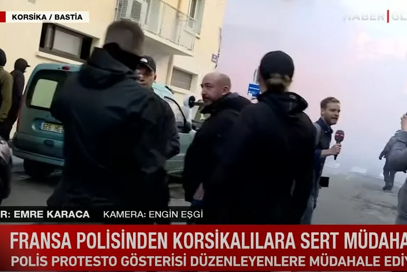 Французская полиция помешала прямой трансляции Haber Global с акции протеста на Корсике
