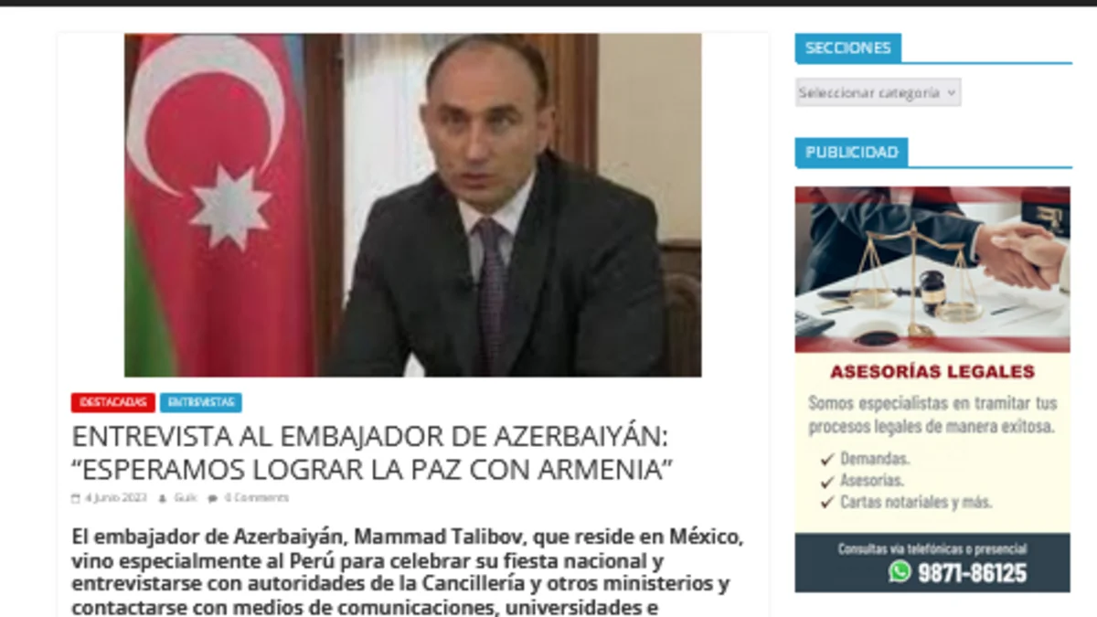 Peru mətbuatında Ermənistanla Azərbaycan arasındakı son vəziyyətdən bəhs edilib