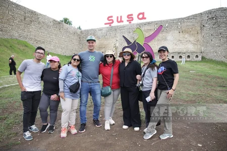 International travelers visit Shusha