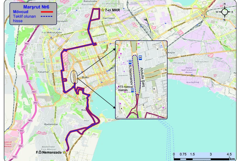 Daha bir marşrut üzrə avtobusların hərəkət sxemində dəyişiklik edilib
