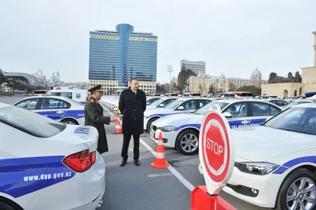 ​Prezident İlham Əliyev DİN-in qurumları üçün yeni alınan avtomobillərin istifadəyə verilməsi mərasimində iştirak edib