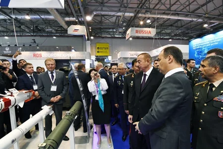 President Ilham Aliyev views 3rd Azerbaijan International Defense Exhibition ADEX 2018