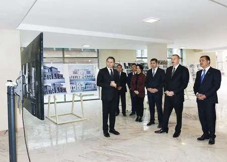 President Ilham Aliyev views construction of Majestic Palace hotel in Ganja