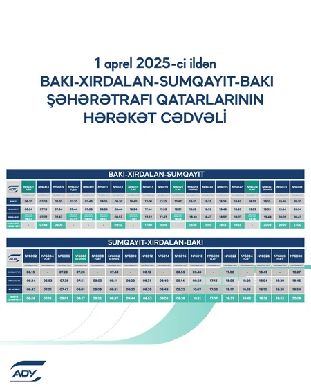 ADY Abşeron dairəvi dəmiryol marşrutu üzrə qatarların yeni qrafikini təqdim edib