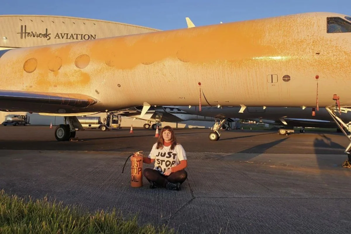 Climate activists arrested for spray-painting private jets in UK