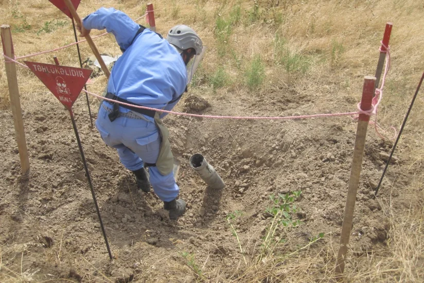 Tərtərdə 2 ədəd Qrad raketinin mühərrik hissəsi tapılıb