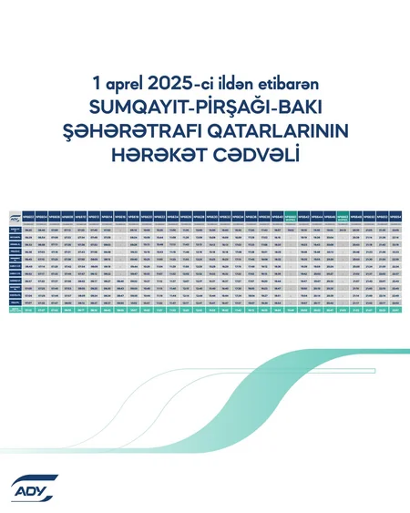 ADY Abşeron dairəvi dəmiryol marşrutu üzrə qatarların yeni qrafikini təqdim edib