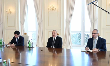 President Ilham Aliyev receives Speaker of Latvian Saeima and her accompanying delegation