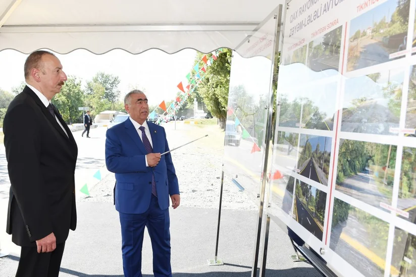 President Ilham Aliyev arrives in Gakh district