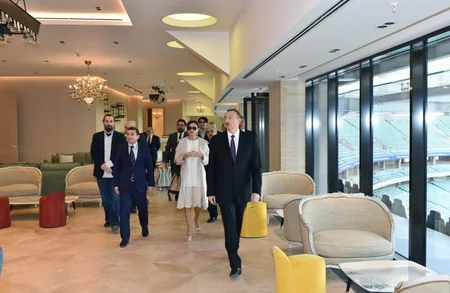 ​Prezident İlham Əliyev Bakı Olimpiya Stadionunda aparılan işlərin gedişi ilə tanış olub - FOTOLAR