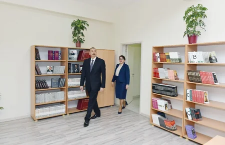 Prezident İlham Əliyev Masazırda yeni inşa olunan tam orta məktəbin açılışında iştirak edib