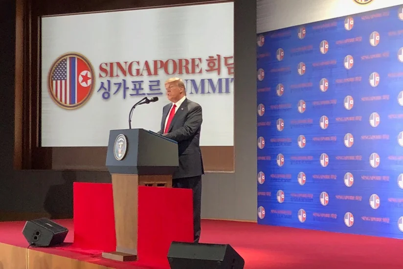 Trump: North Korea sanctions will remain, but war games’ to end