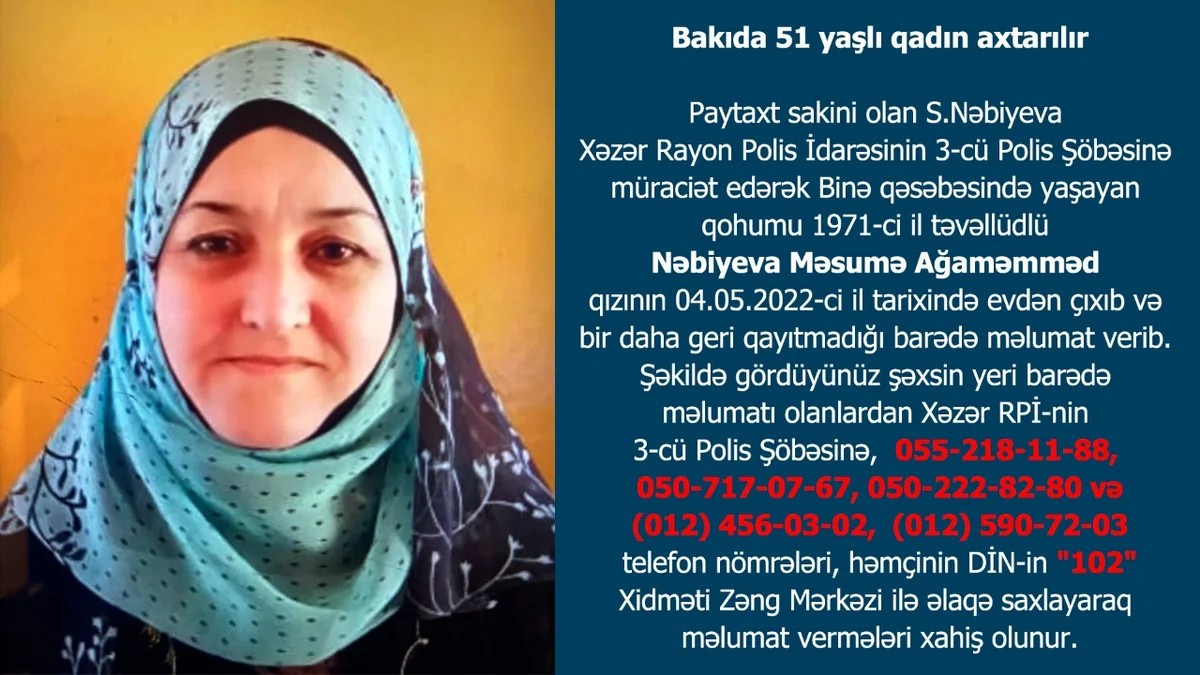 Bakıda 51 yaşlı qadın itkin düşüb