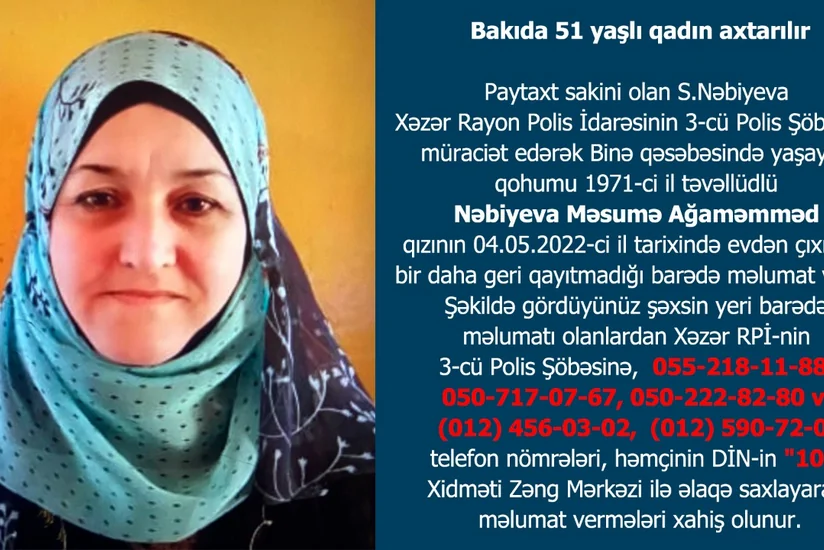Bakıda 51 yaşlı qadın itkin düşüb