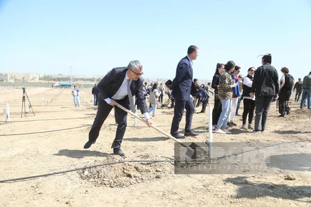 Media nümayəndələrinin iştirakı ilə Heydər Əliyevin 100 illik yubileyinə həsr olunmuş ağacəkmə aksiyası keçirilib