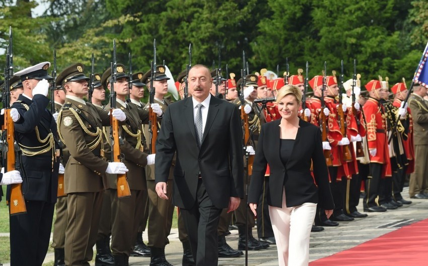 Prezident İlham Əliyevin Zaqrebdə rəsmi qarşılanma mərasimi olub