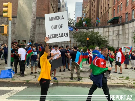 Ermənistanın BMT-dəki nümayəndəliyi qarşısında aksiya keçirilib