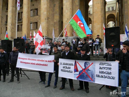 С совместной акции протеста азербайджанцев и грузин против установления бюста армянскому террористу - ФОТОРЕПОРТАЖ